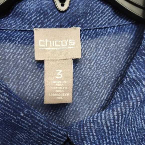 Chico's women's button-down top blouse size 3 XL blue sheer - Picture 3 of 7